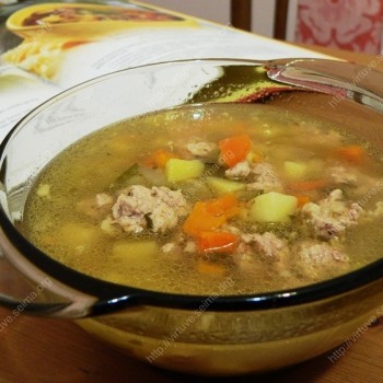 Maltos mėsos sriuba su marinuotais agurkais
