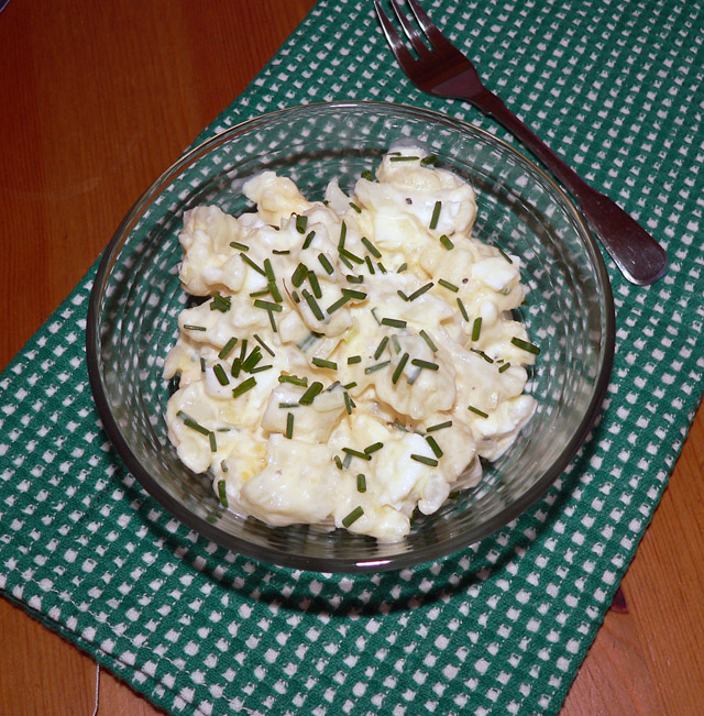 Cauliflower and egg salads