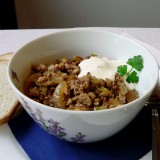 Minced meat, onions and caraway seeds stew