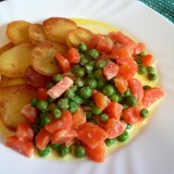 Braised green peas with carrots