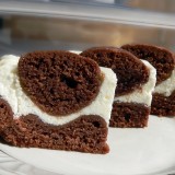 Double layer cake with dough balls