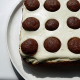 Double layer cake with dough balls