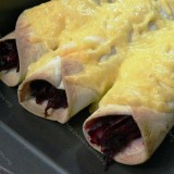 Enchiladas with beetroot filling
