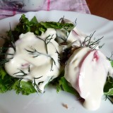 Layered salads with minced meat
