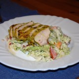 Chicken breast with curry and lemon peel