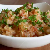 Chicken and rice stew with chanterelles