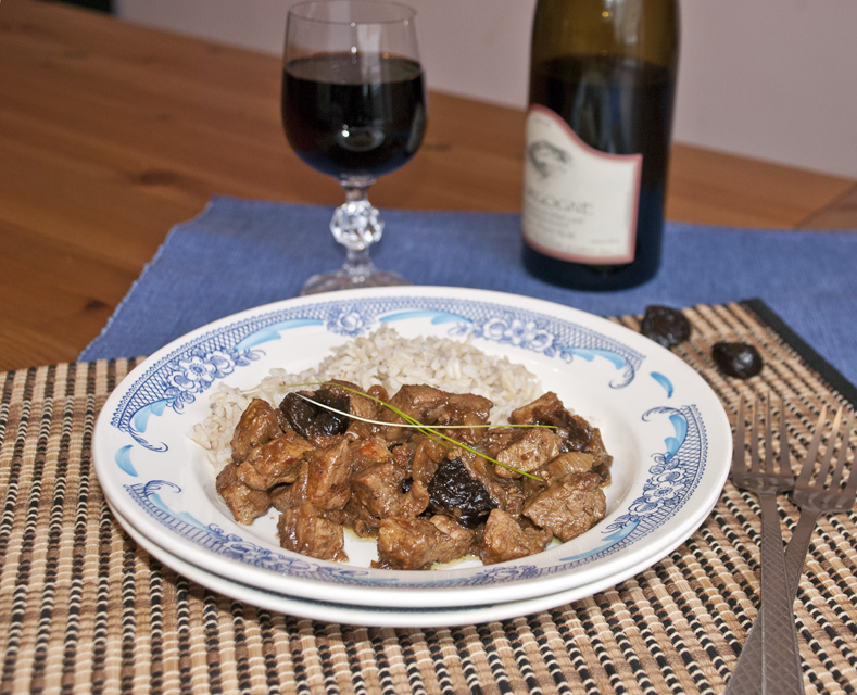 Pork stew with dried prunes