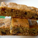 Pumpkin Blondies with chocolate and pecans