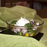 Smoked chicken breast and broccoli salads