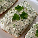 Sandwiches with cottage cheese and greens
