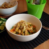 Turkey and rice stew with carrots and green peas