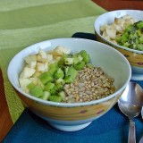 Raw buckwheat and sunflower porrigde with fruits