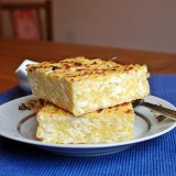 Varškės ir virtų bulvių apkepas