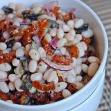 White beans and dried tomato salads